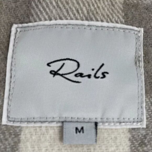 Rails Tripp Plaid Shirt Jacket / Shacket in Ivory Rain Wool Blend Size M - Picture 4 of 5